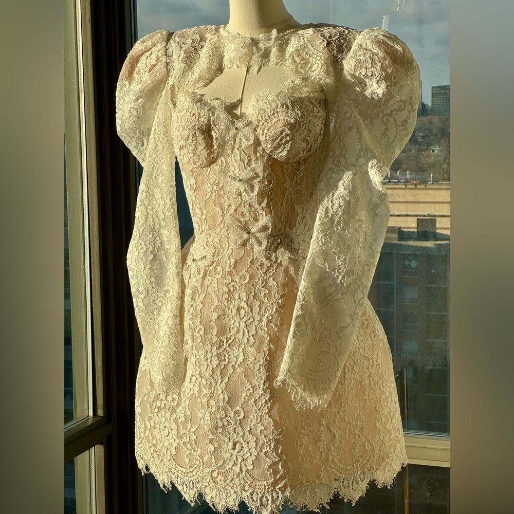 BRONX & BANCO Colette Blanc Lace Bolero, White, Sz L / US 8 - Picture 7 of 15